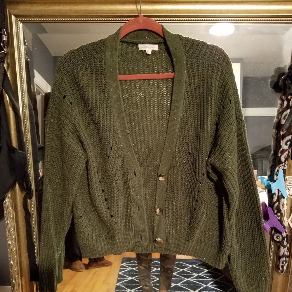Ultra Flirt Olive Green Cardigan Sweater